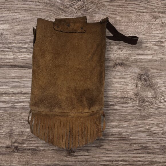 VTG 70s Boho Suede Fringe Shoulder Bag | Hippie Festival Leather Purse - Picture 4 of 7